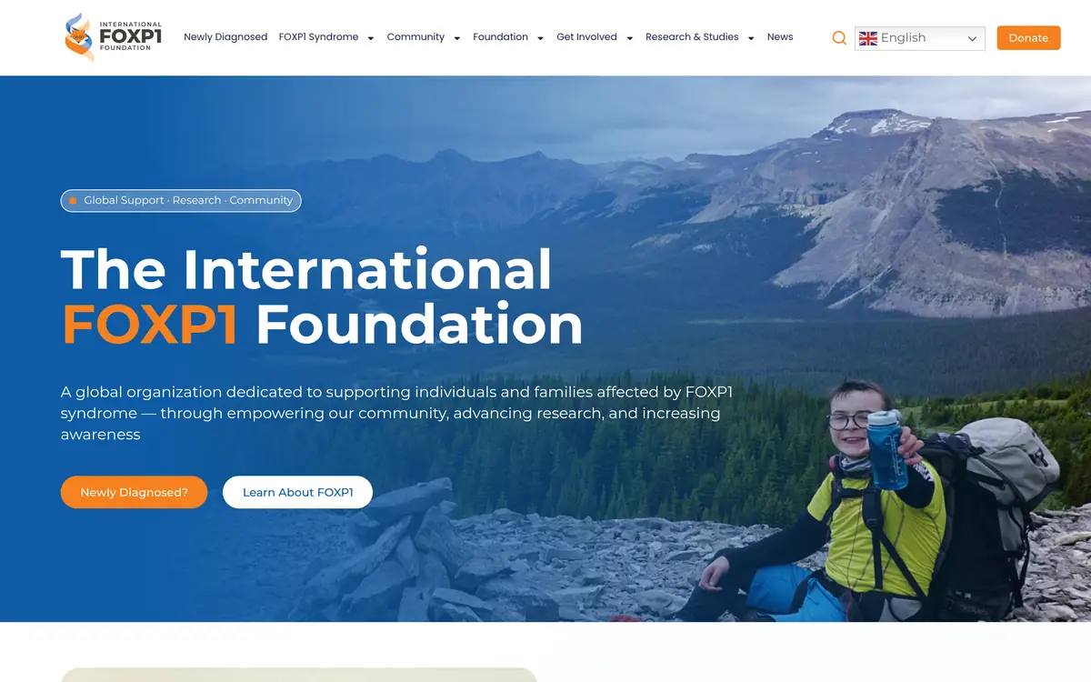 Screenshot of the FOXP1 Foundation website