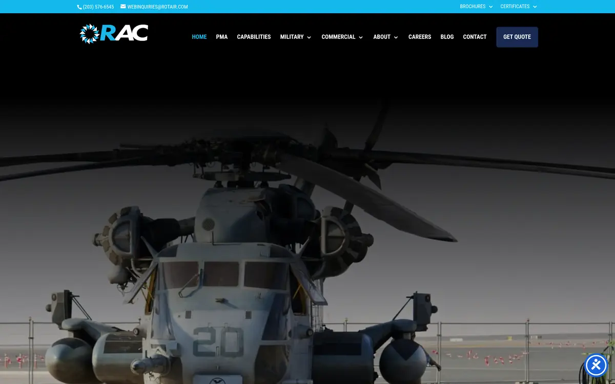 Screenshot of the Rotair website